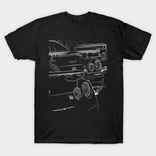 Skyline R32 R33 R34 GTR Wireframe White T-Shirt